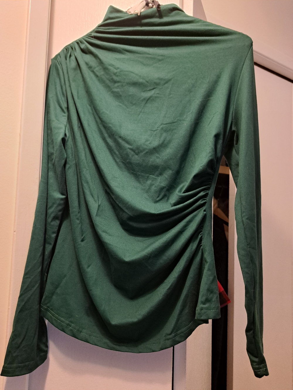 Women's Forest Green Long-Sleeve Draped Side Top